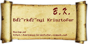 Bárkányi Krisztofer névjegykártya